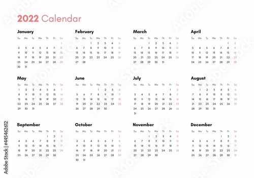 Pocket calendar on 2021 year. Horizontal view. Week starts from Sunday. Vector template calendar for business on white background.