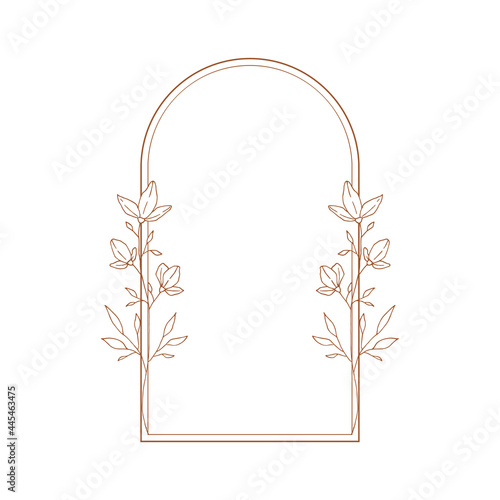 Elegant floral frame for nature style wedding design. Vector hand drawn illustration.