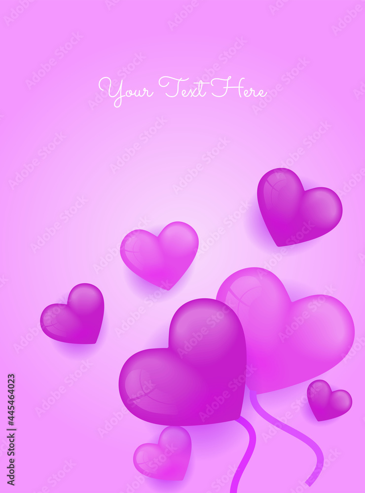 Love background with white paper heart and pink hearts confetti. Valentine's vector illustration.