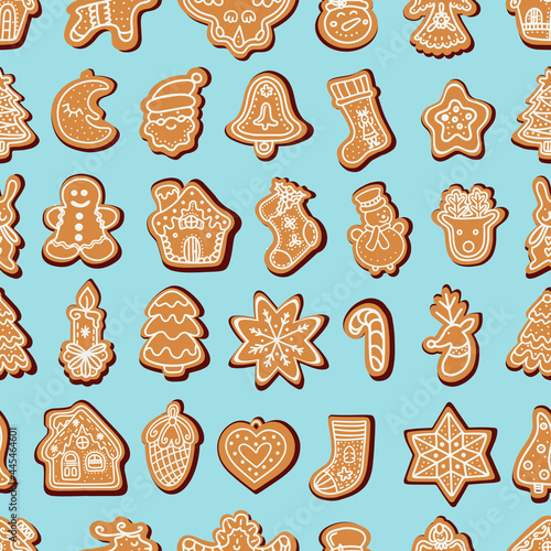 seamless pattern of Christmas gingerbread cookies 