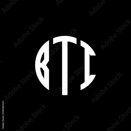 BTI letter logo design. BTI letter in circle shape. BTI Creative three letter logo. Logo with three letters. BTI circle logo. BTI letter vector design logo  photo