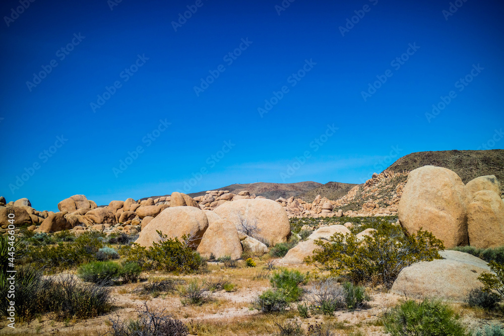 Balancing desert rocks in Joshua National Park, California Balancing desert rocks in Joshua National Park, California