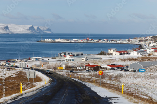 westfjords snowy envoronment, towns and mountains photo