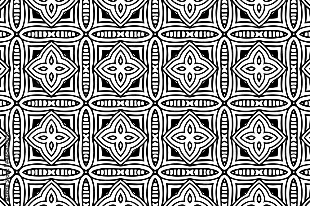 Ethnic pattern in the style of oriental, asian, indian handmade. Geometric decorative black white background. Template for creativity, coloring, design. Ethnic pattern in the style of oriental, asian, indian handmade. Geometric decorative black white background. Template for creativity, coloring, design.