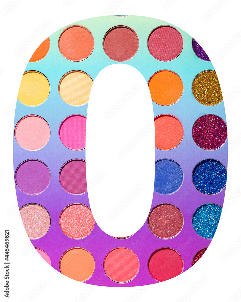 Digit 0 with colorful circles background, isolated on white Digit 0 with colorful circles background, isolated on white