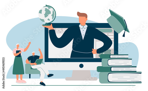 Education for old people metaphors. Elderly financial security, online learning for seniors, ageism social problem. Pensioner employment trouble. Vector isolated concept metaphor illustrations.