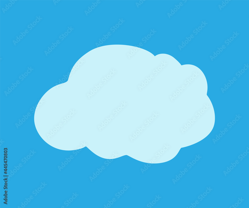 Cloud isolated on blue background. Simple shape. Fluffy weather icon. Vector Illustration. Cloud isolated on blue background. Simple shape. Fluffy weather icon. Vector Illustration.