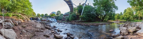 Falls Park Greenville Under the Bridge Panorama