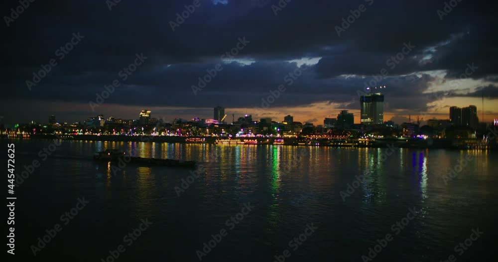 The Tonle Sap River During Sunset Time In Phnom Penh, Cambodia The Tonle Sap River During Sunset Time In Phnom Penh, Cambodia