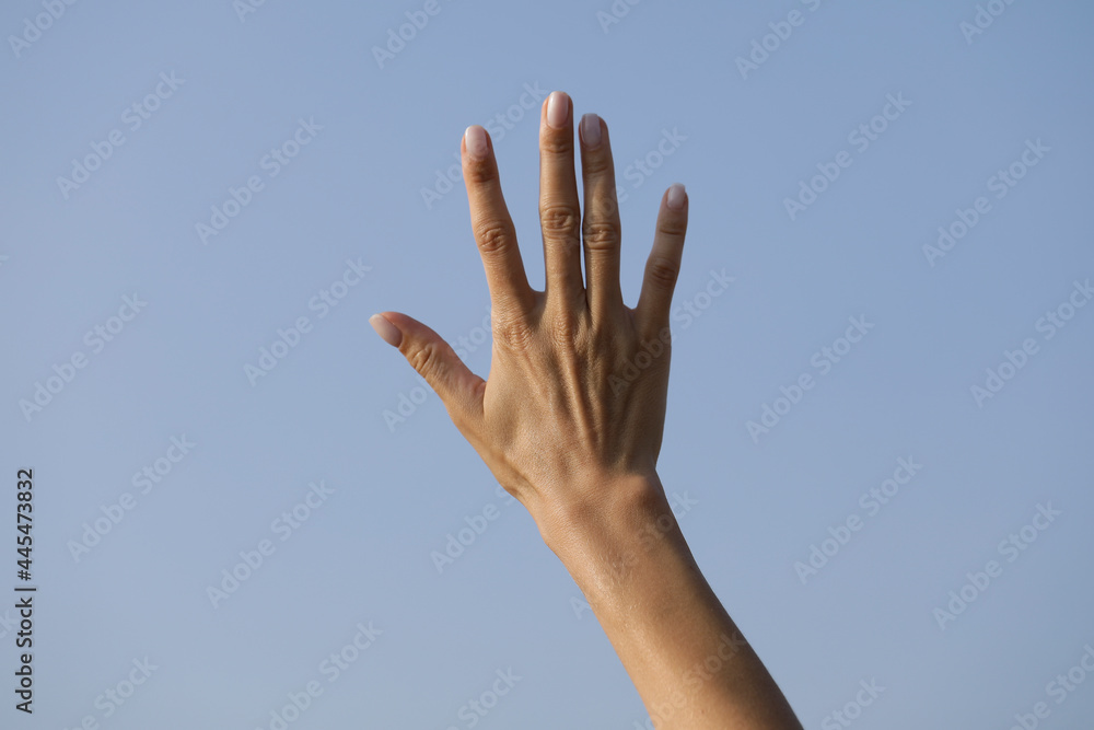 hands on sky background. Hands concept. Finger. hands on sky background. Hands concept. Finger.