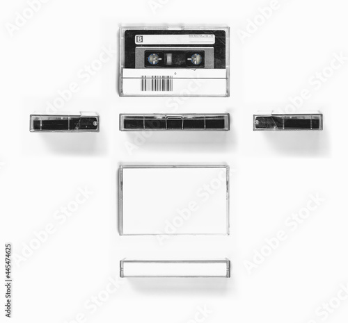 Cassette Tape all sides on White background photo