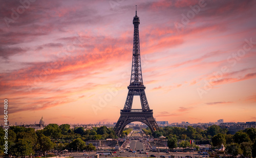 Famous Eiffel Tower in Paris - most famous landmark in the city