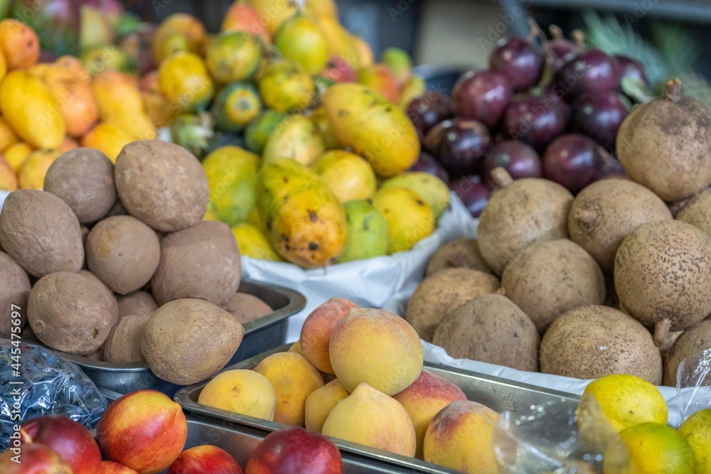 Fruit in latin american market. Fruit in Guatemalan market. Fruit in latin american market. Fruit in Guatemalan market.