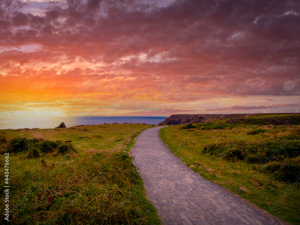 Wonderful sunset at the coast of Cornwall England - nature photography