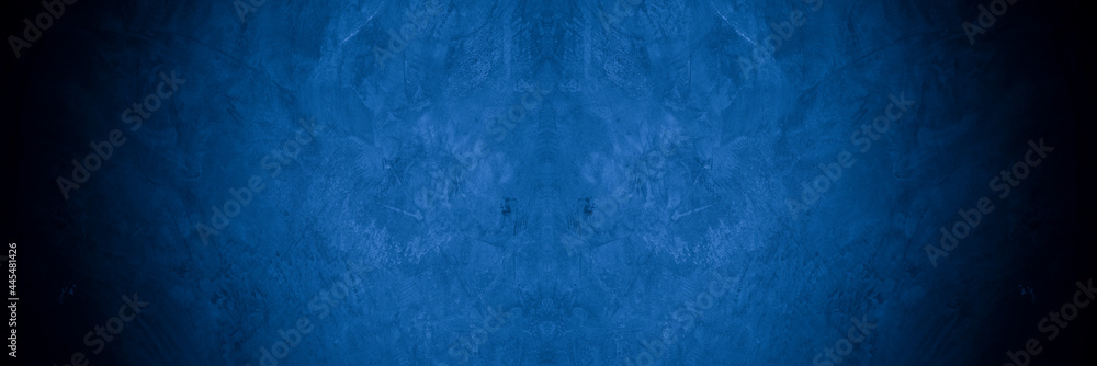 Old wall pattern texture cement blue dark abstract blue color design are light with black gradient background. Old wall pattern texture cement blue dark abstract blue color design are light with black gradient background.