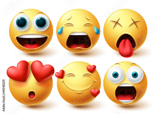 Fotografia Emoji smileys in love face vector set