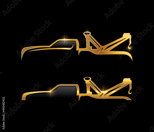 Golden Towing Truck Vector Sign