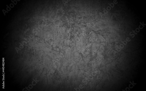 Old wall texture cement dark black gray background abstract grey color design are light with white gradient background.