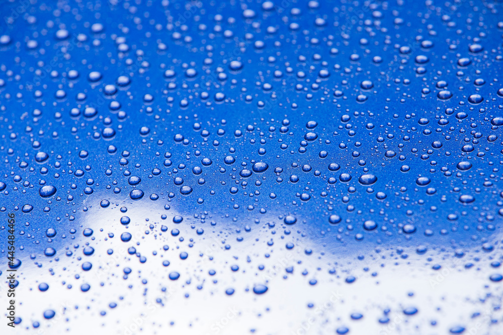 close up of blue water drops