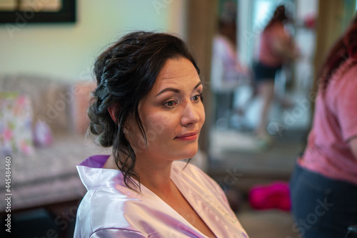 Bride getting ready in the morning