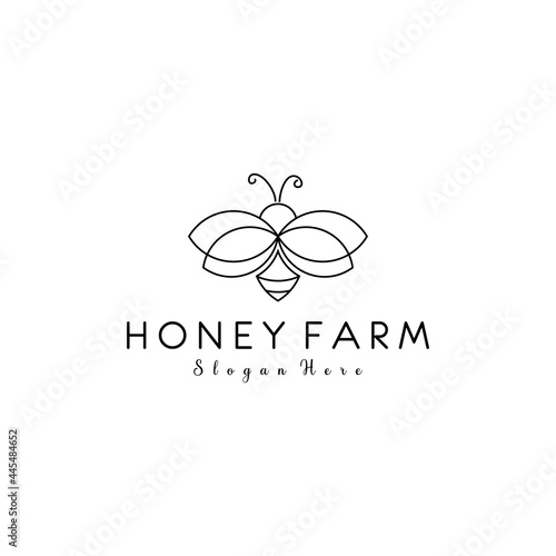 monoline bee honey farm logo design