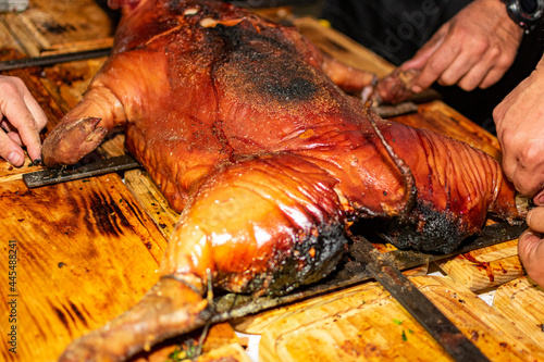 cerdo asado al carbón en asador de cruz.

cerdo ahumado al carbón en asador de cruz.

cerdo asado.

cerdo asado en parrillada campestre. photo