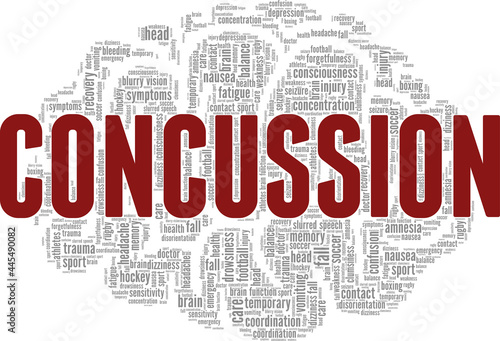 Concussion vector illustration word cloud isolated on a white background.