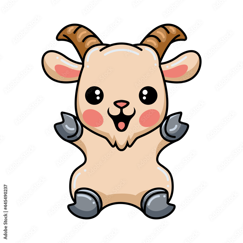 Cute baby goat cartoon raising hands Cute baby goat cartoon raising hands