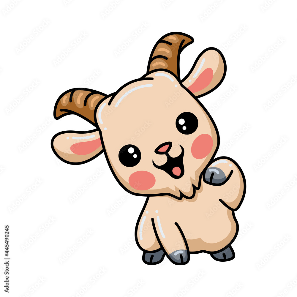 Cute baby goat cartoon posing Cute baby goat cartoon posing