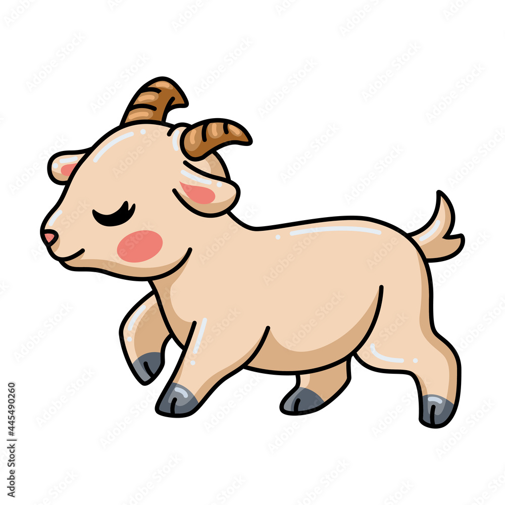 Cute baby goat cartoon walking Cute baby goat cartoon walking