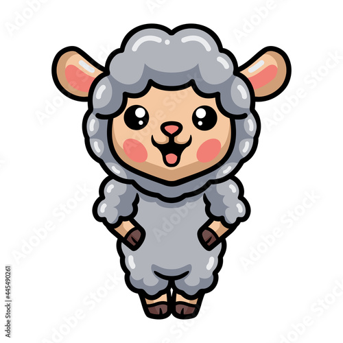 Cute baby sheep cartoon standing