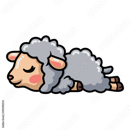 Cute baby sheep cartoon sleeping