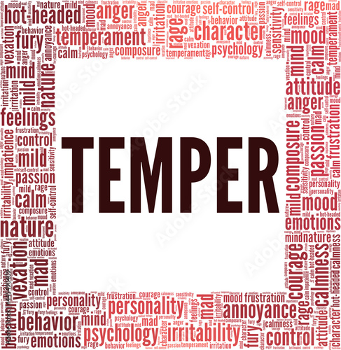 Temper vector illustration word cloud isolated on a white background. 