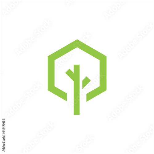 Monogram logo hexagon tree 