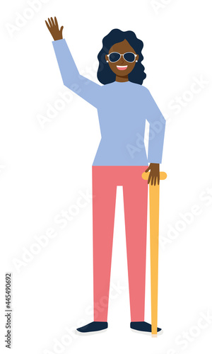 blind woman standing