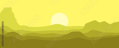 Canyon and valley landscape vector illustration in warm temperature color used for background, desktop background, banner, typography background, website background, and others.