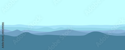Sea tides layers in cool temperature color vector illustration. Sea waves or tides vector illustration. Nature landscape. Sea tides landscape. Used for background, desktop background, and banner.