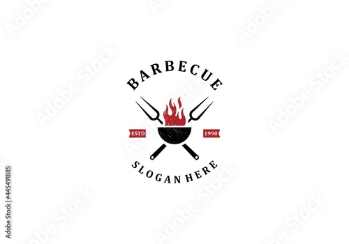 barbecue logo templte in white background photo