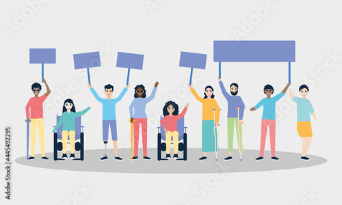disabled people with posters