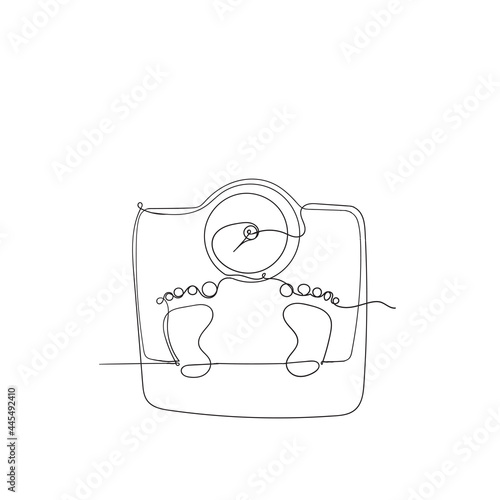 continuous line drawing scales body weight illustration icon
