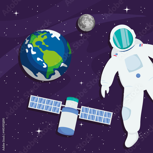 astronaut and planets