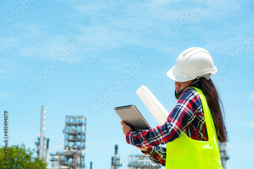 woman engineer and working new project in power plant, Engineer Concept,professional,safety,industry