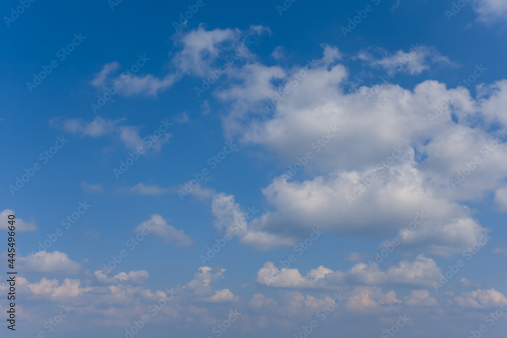 blue sky with cumulus clouds, natural sky background