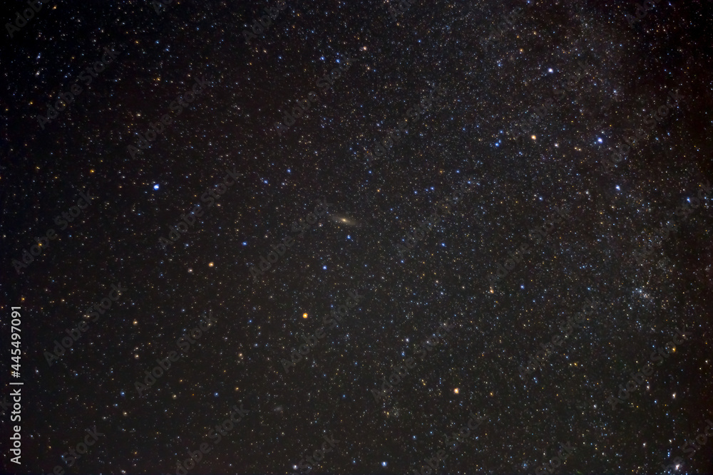 closeup night starry sky background, andromeda galaxy night scene