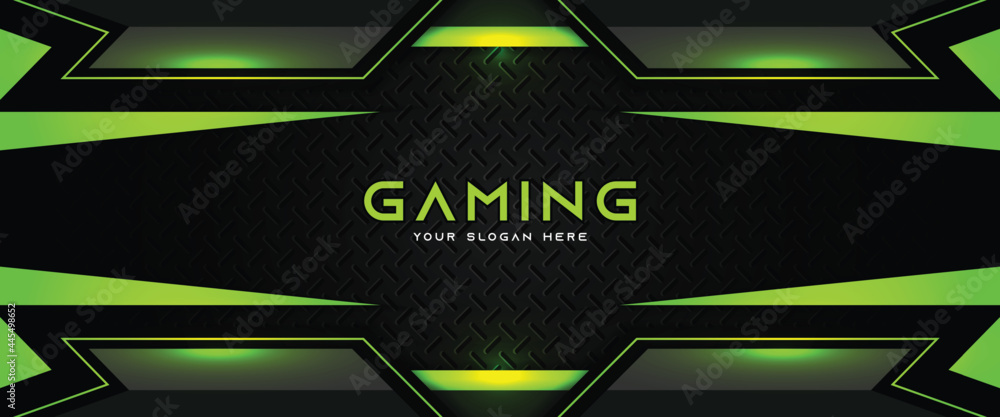 Futuristic green and black abstract gaming banner design with metal  technology concept. Vector illustration for business corporate promotion, game  header social media, live streaming background Stock Vector | Adobe Stock