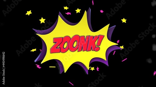 ZOONK Comic Text Animation, with Alpha Matte, Loop, 4k
 photo