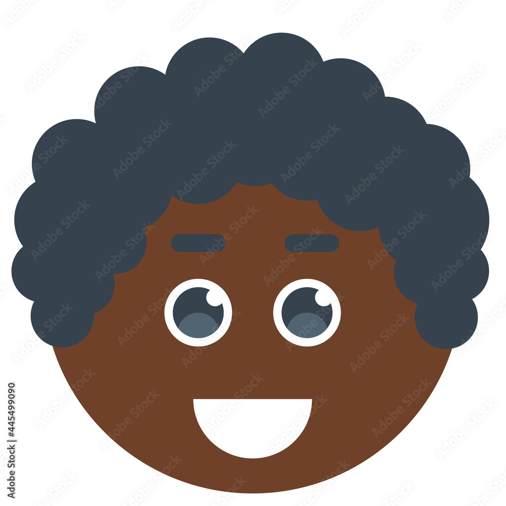 avatar face of black smiling man. African man avatar. Vector illustration. Female cartoon icons.