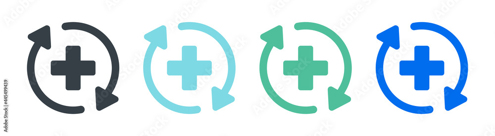 Medicine health hospital collection of signs symbol. Vector icon hospital medicine. Medical cross illustration in a circle. Medicine health hospital collection of signs symbol. Vector icon hospital medicine. Medical cross illustration in a circle.