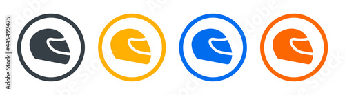 Motorbike helmet icon vector set. Head protection concept