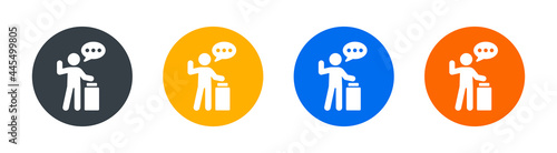 Pledged, swear, promise and truth icon. Man Swearing and put hand on bible symbol.